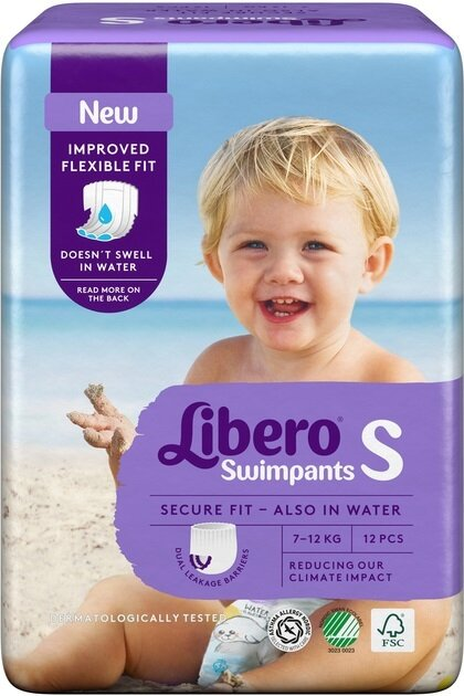 Підгузки-трусики Libero Swimpants розмір Small, 7-12 кг, для плавання, 12 шт