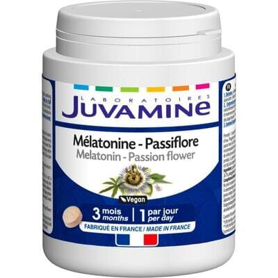 Дієтична добавка Juvamine 3 дії для сну Мелатонін + пасифлора таблетки №90