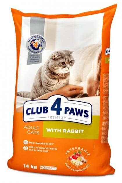 Корм сухий для дорослих кішок Club 4 Paws Premium Adult cats з кроликом, 14 кг