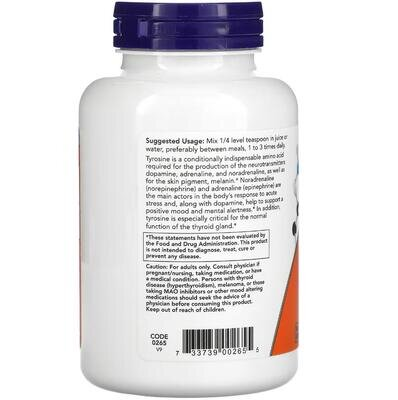L-тирозин NOW L-Tyrosine 500 мг порошок, 113 г