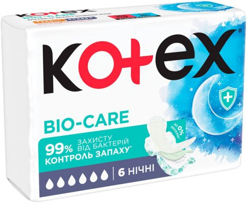 Прокладки гігієнічні Kotex Bio-Care нічні, 6 шт