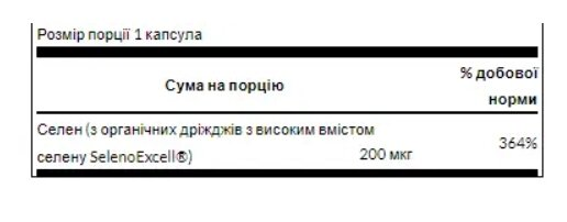 Селен Swanson Selenoexcell Selenium 200 мкг, 60 капсул