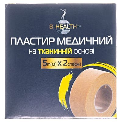 Пластир медичний B-Heаlth на тканинній основі, котушка, розмір 5 м х 2 см