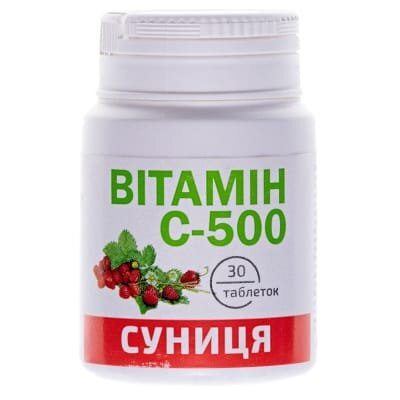 Вітамін С-500 Краса і Здоров'я зі смаком суниці таблетки №30
