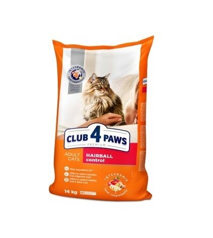 Корм сухий Club 4 Paws для дорослих кішок, контроль виведення шерсті Преміум, 14 кг