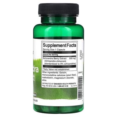 Екстракт лимонника Swanson Schizandra Standardized Extract 500 мг, 60 капсул