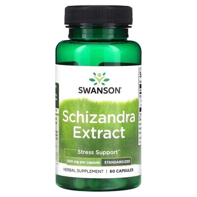 Екстракт лимонника Swanson Schizandra Standardized Extract 500 мг, 60 капсул