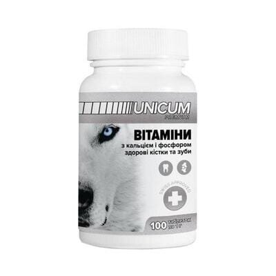 Вітаміни для собак Unicum Premium здорові кістки і зуби, 100 таблеток 100 г