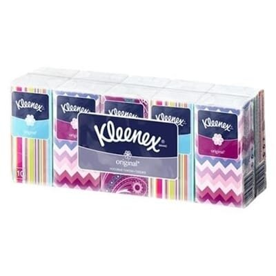 Хусточки паперові Kleenex Original білі, 10 шт х 10 уп