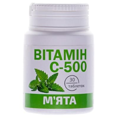 Вітамін С-500 Краса і Здоров'я зі смаком м'яти таблетки по 0,5 г №30