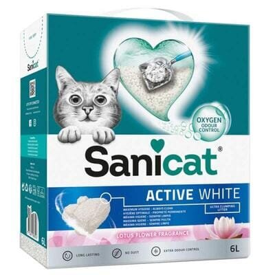Наповнювач для котячого туалету Sanicat Active White бентонітовий, з ароматом лотосу, 5,25 кг (6 л)