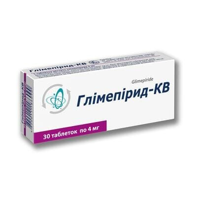 Глімепірид-КВ таблетки по 4 мг №30 (10х3)