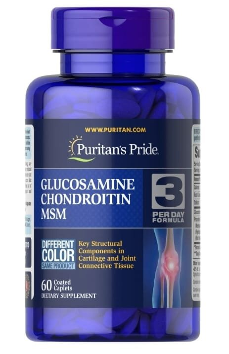 Глюкозамін хондроїтин та МСМ Puritan's Pride Glucosamine Chondroitin MSM Double Strength, 60 каплет