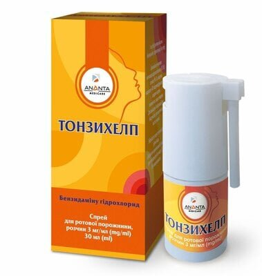Тонзихелп спрей д/рот. порож. 3 мг/мл по 30 мл у флак. з доз. насос.