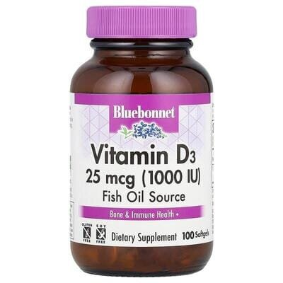 Вітамін D3 1000IU Bluebonnet Nutrition капсули №100