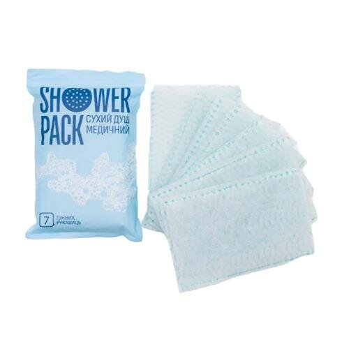 Душ сухий медичний Shower pack 7 штук пінних рукавиць