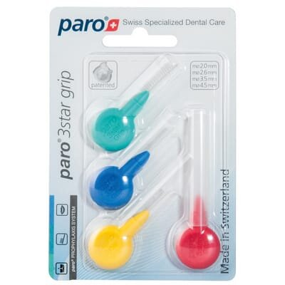 Міжзубні щітки Paro Swiss 3star Grip різнокольорові, набір розмірів, 4 шт