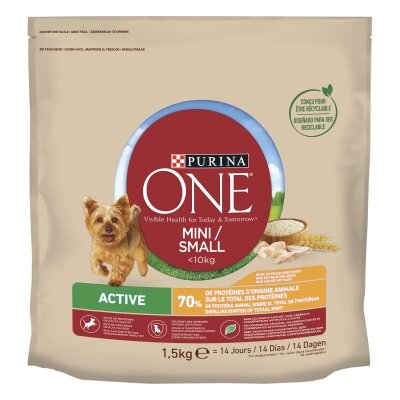 Корм сухий для активних собак малих порід Purina One Mini/Small Active з куркою та рисом, 1,5 кг