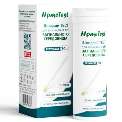 Тест-смужки HomeTest для визначення рН вагінального середовища, 25 штук
