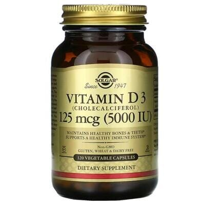 Вітамін Д3 Solgar Vitamin D3 (Cholecalciferol) 125 мкг (5000 МО) вег. капсули №120