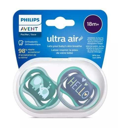Пустушка силіконова Philips Avent Ultra Air SCF349/18 ортодонтична, 18+ місяців, 2 шт