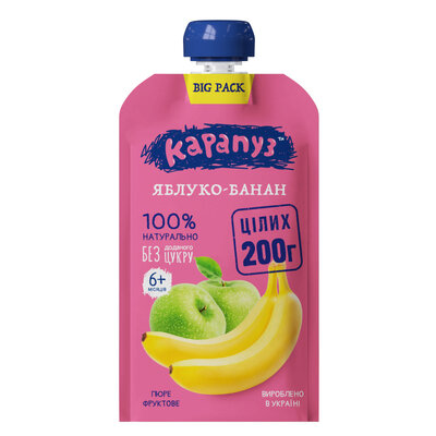 Пюре фруктове Карапуз Яблуко і банан, 200 г