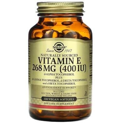 Вітамін Е Solgar Vitamin E 268 мг (400 МО) d-Alpha Tocopherol & Mixed Tocopherols вег. капсули №100