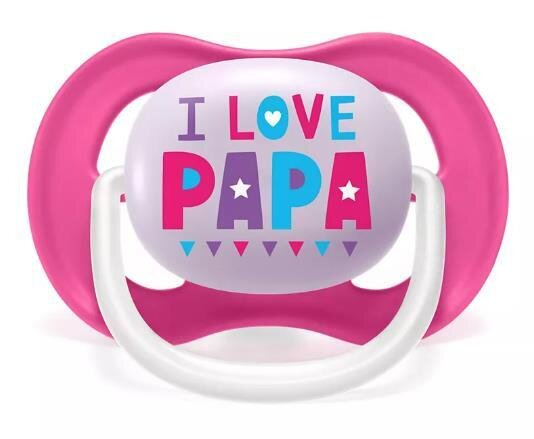 Пустушка силіконова Philips Avent Ultra Air I love SCF080/04 ортодонтична, 6-18 місяців, для дівчаток, 2 шт