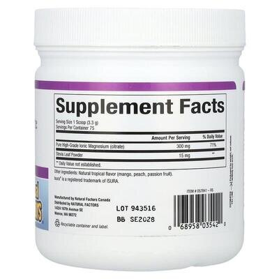 Магній цитрат Natural Factors Stress Relax Magnesium Citrate суміш для приготування напою, тропічних фруктів смак, 250 г