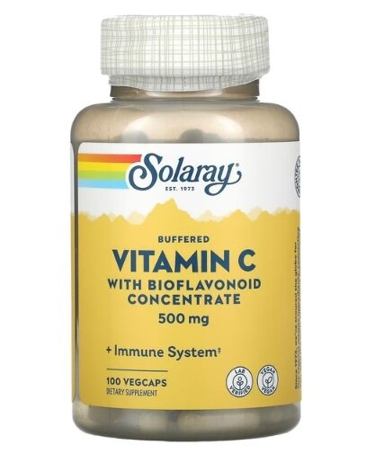 Вітамін С з біофлавоноїдами Solaray Vitamin C with Bioflavonoid Concentrate 500, 100 веганських капсул