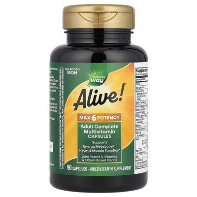 Мультивітаміни Nature's Way Alive! Max6 Potency Multivitamin Without Iron, 90 капсул
