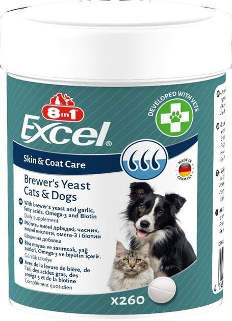 Пивні дріжджі 8in1 Excel Brewers Yeast для кішок і собак, 260 таблеток