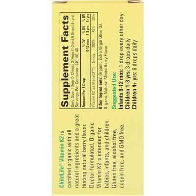 Вітамін K2 органічний ChildLife Organic Vitamin K2 5 мкг ягідний смак, 7,5 мл