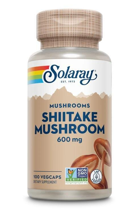 Гриб Шіїтаке Solaray Shiitake Mushroom 600 мг, 100 вегетаріанських капсул