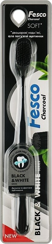 Зубна щітка Fesco Black & White, чорна, 1 штука
