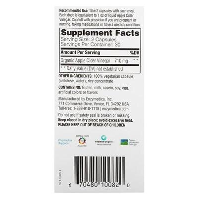 Яблучний оцет Enzymedica Apple Cider Vinegar, 60 капсул
