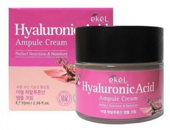 Крем для обличчя Ekel Hyaluronic Acid ампульний з гіалуронової кислотою інтенсивно зволожуючий, 70 мл