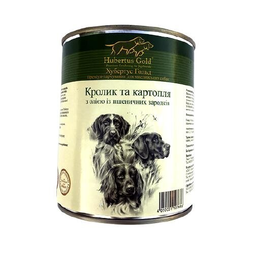 Консерва для собак Hubertus Gold Кролик з картоплею, з олією із зародків пшеничних зерен, 800 г
