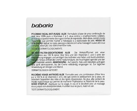Крем для обличчя Babaria Aloe проти зморшок з алое вера, 50 мл