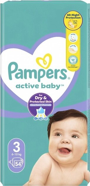 Підгузки дитячі Pampers Active Baby розмір 3, 6-10 кг, 54 шт