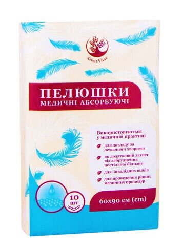 Пелюшки Arbor Vitae одноразові гігієнічні 60 x 90 см, 10 шт