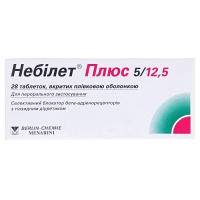 Небілет плюс 5/12,5 таблетки, в/плів. обол. №28 (14х2)