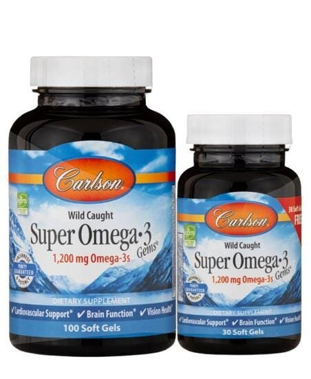 Супер Омега-3 Carlson Labs Wild Caught Super Omega-3 Gems, 100+30 желатинових капсул