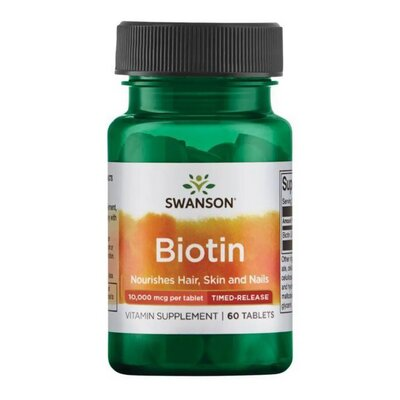 Біотин Swanson Biotin 10000 мкг, 60 капсул
