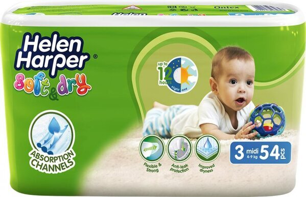 Підгузки Helen Harper S&D розмір 3 Midi, 6-10 кг, 54 шт