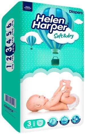 Підгузки Helen Harper S&D розмір 3 Midi, 6-10 кг, 54 шт