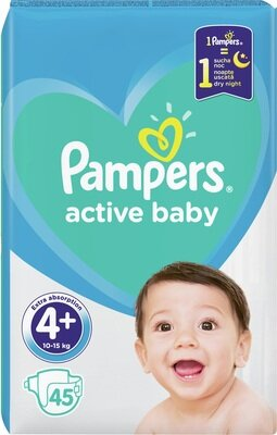Підгузки дитячі Pampers Active Baby розмір 4+, 10-15 кг, 45 шт