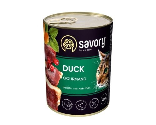 Корм вологий для котів Savory 30624 з качкою, 400 г