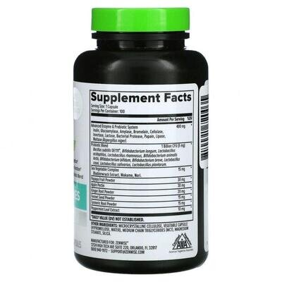 Травні ферменти Zenwise Digestive Enzymes з пробіотиками, 100 капсул