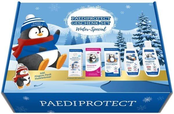 Набір Paediprotect Зимовий дитячий (крем від негоди 30 мл + крем для рук 75 мл + крем для обличчя 75 мл + олія 200 мл + піна 250 мл + грілка)